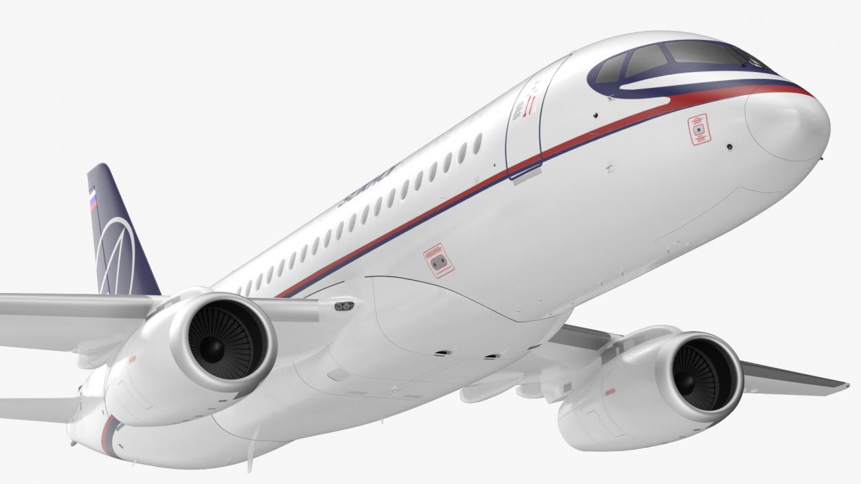 3D Sukhoi Superjet 100 95lr Rigged