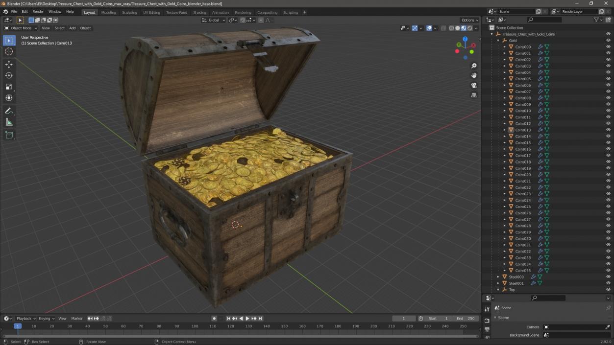 3D model Treasure Chest with Gold Coins