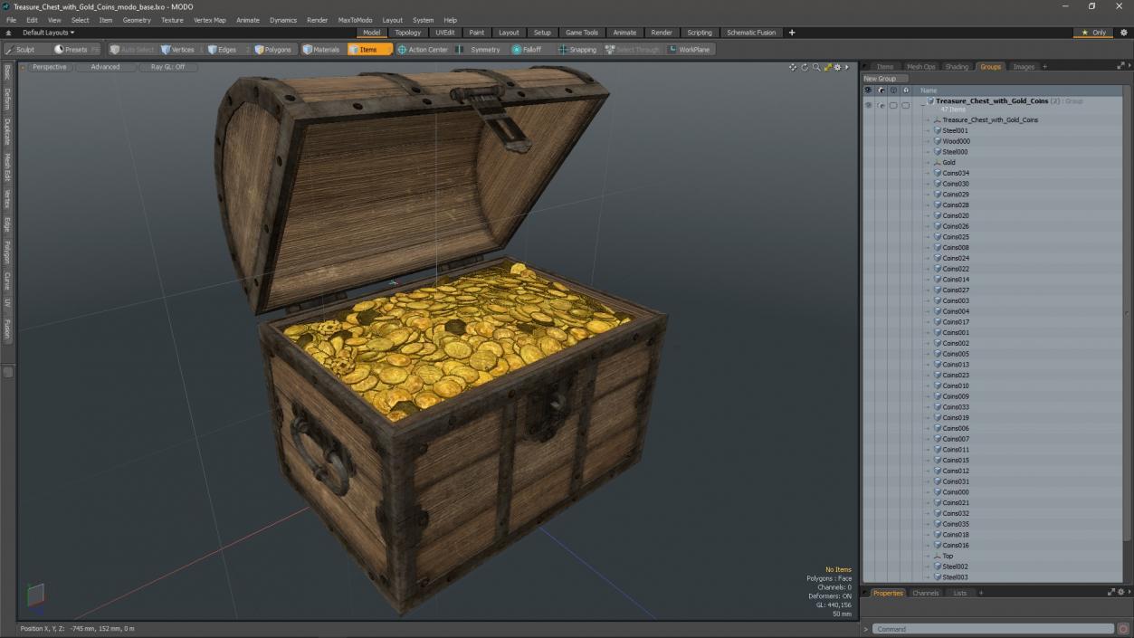 3D model Treasure Chest with Gold Coins