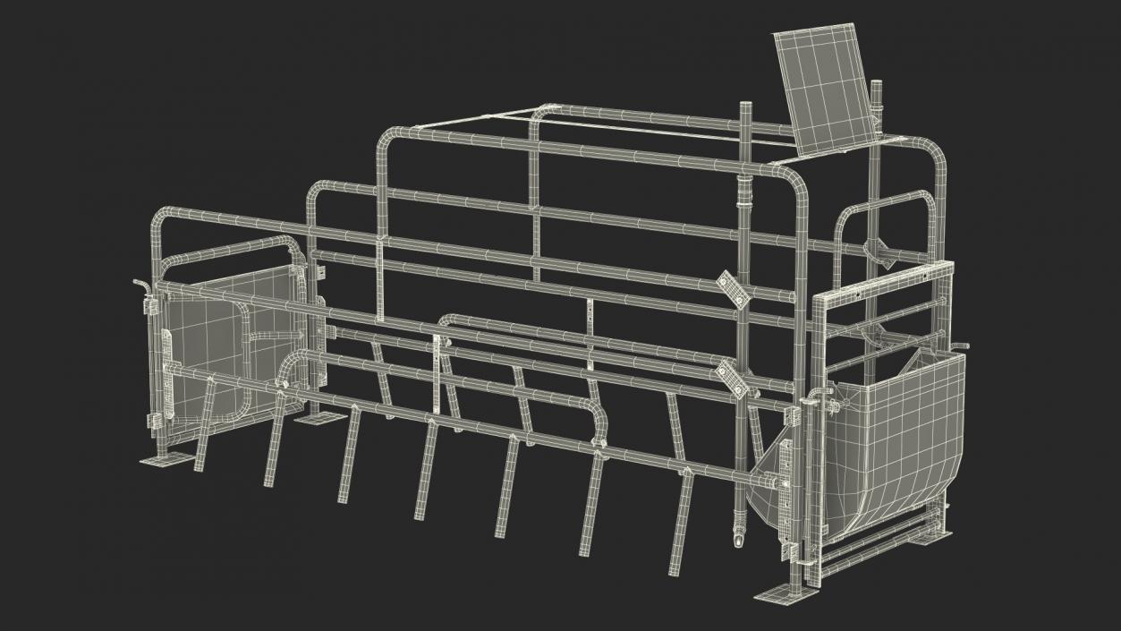 Pig in Farrowing Crate 3D