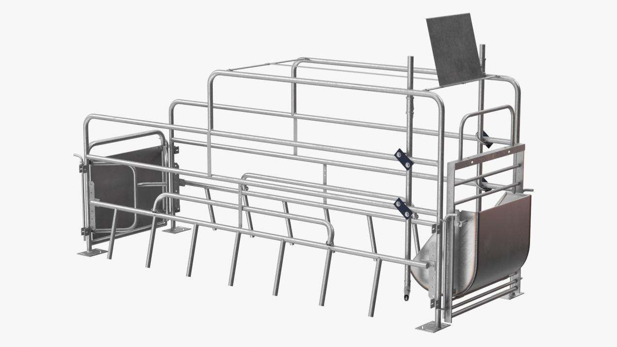 Pig in Farrowing Crate 3D