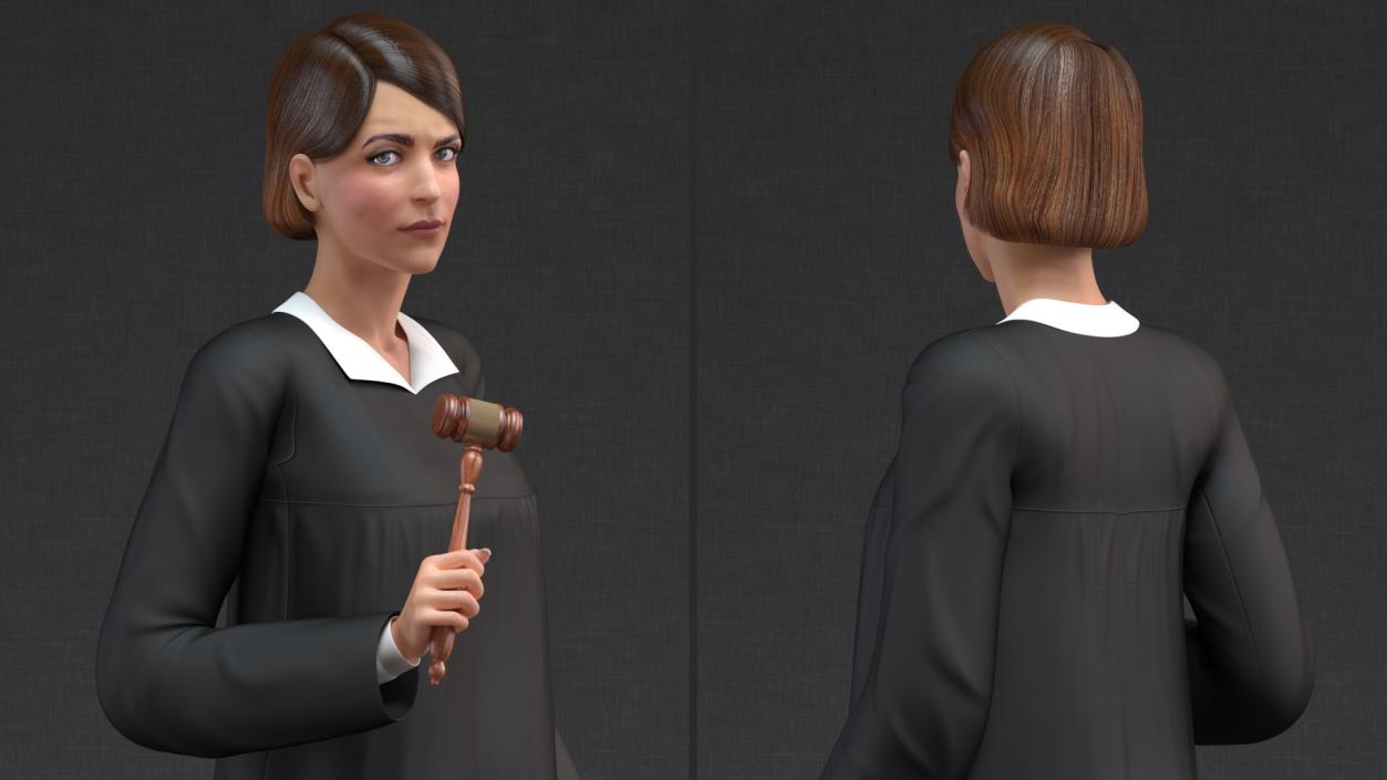 3D model Female Judge with Gavel Rigged