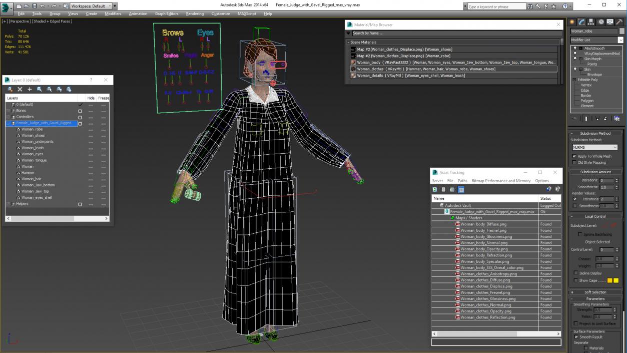 3D model Female Judge with Gavel Rigged