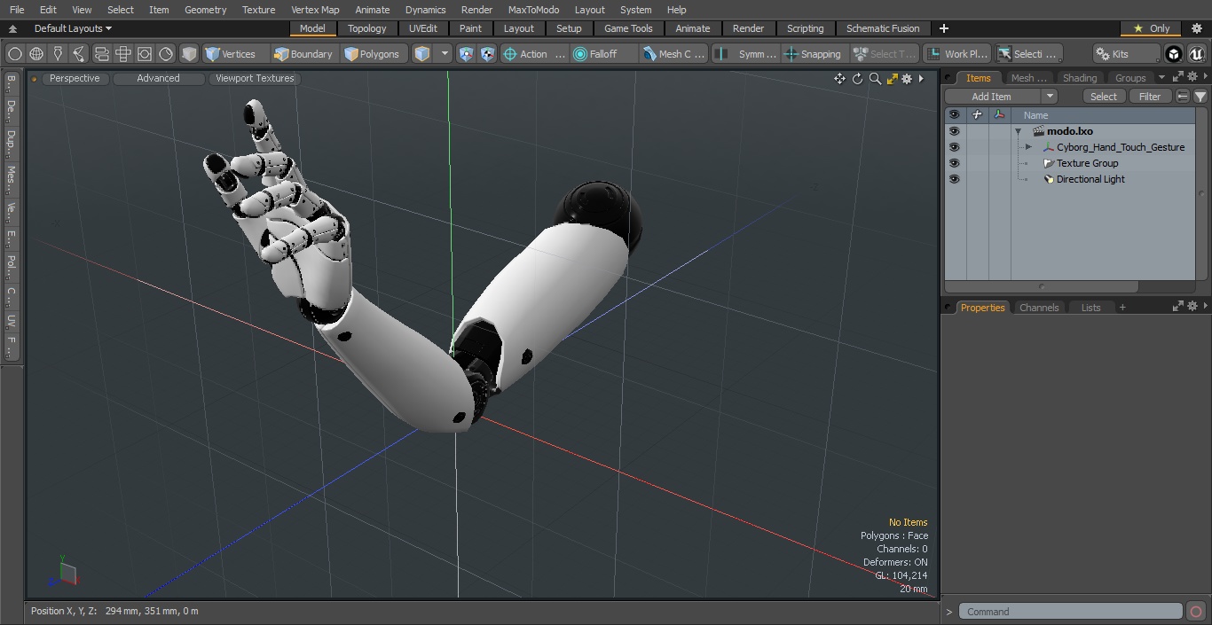 3D model Cyborg Hand Touch Gesture