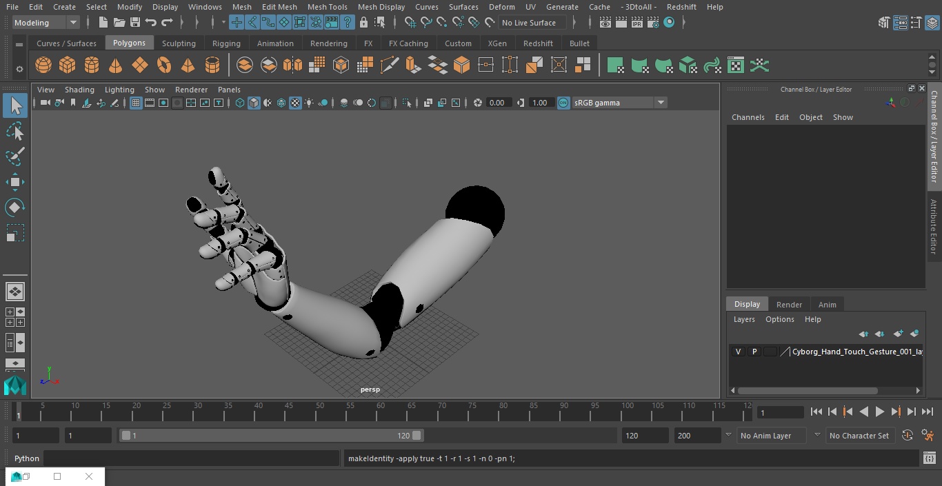 3D model Cyborg Hand Touch Gesture