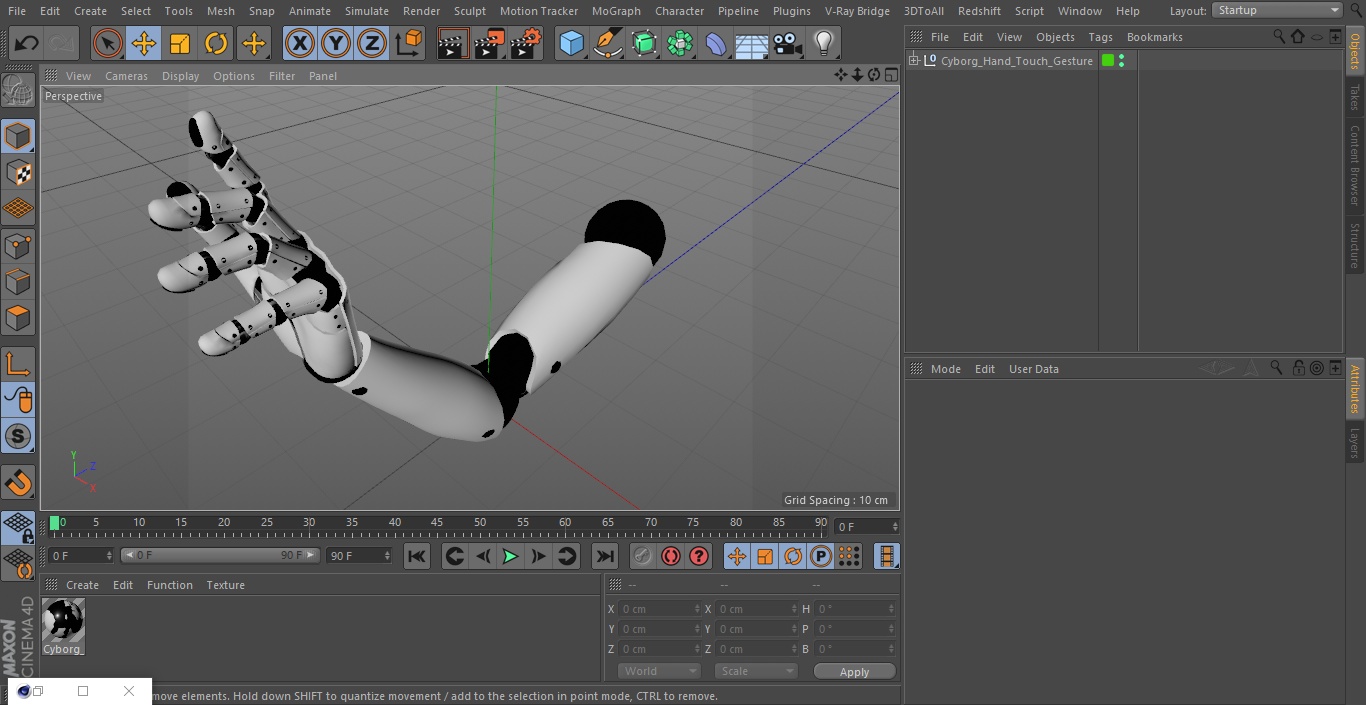 3D model Cyborg Hand Touch Gesture