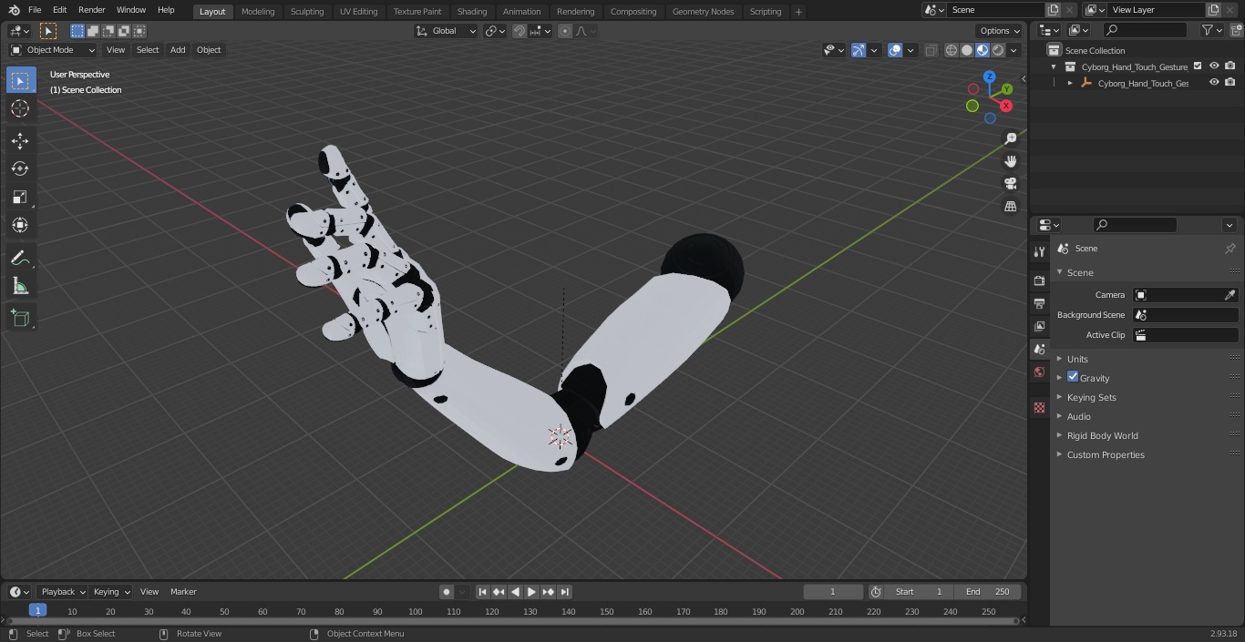 3D model Cyborg Hand Touch Gesture