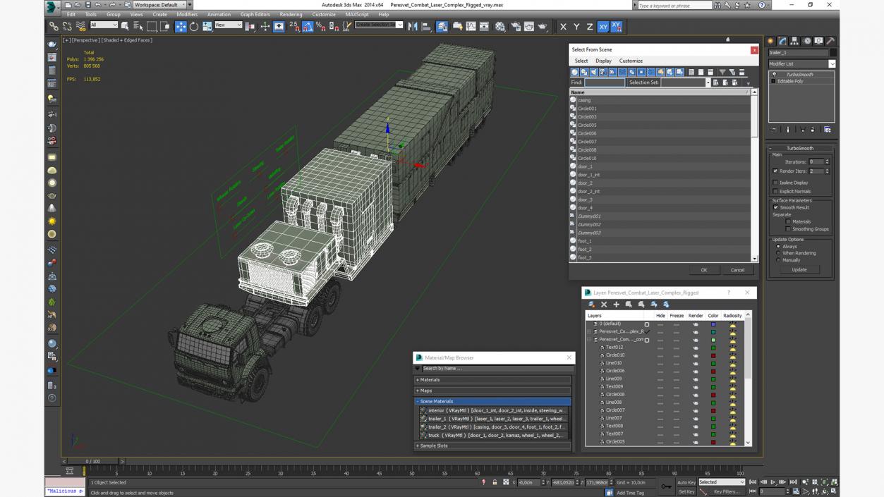 3D Peresvet Combat Laser Complex Rigged