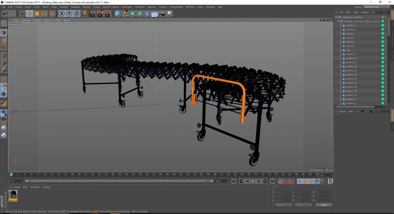 Folding Telescopic Roller Curved 3D