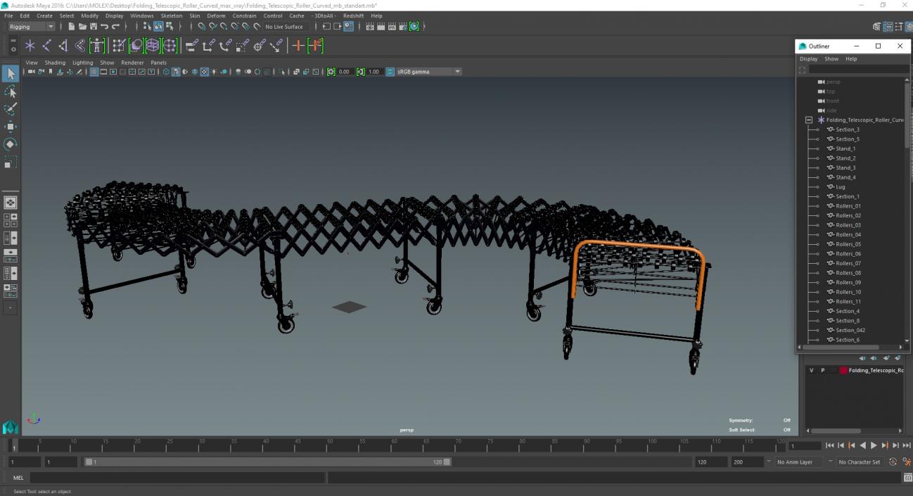 Folding Telescopic Roller Curved 3D