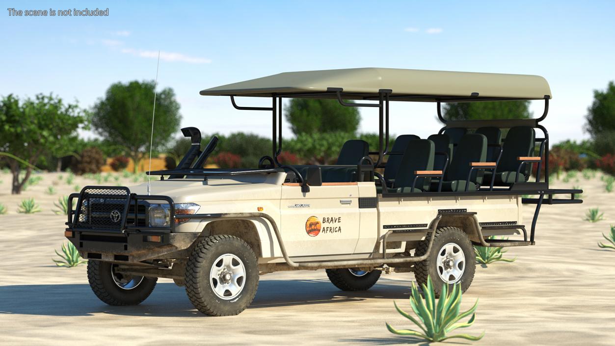 Toyota Land Cruiser Safari Open Sided Beige Dirty 3D model