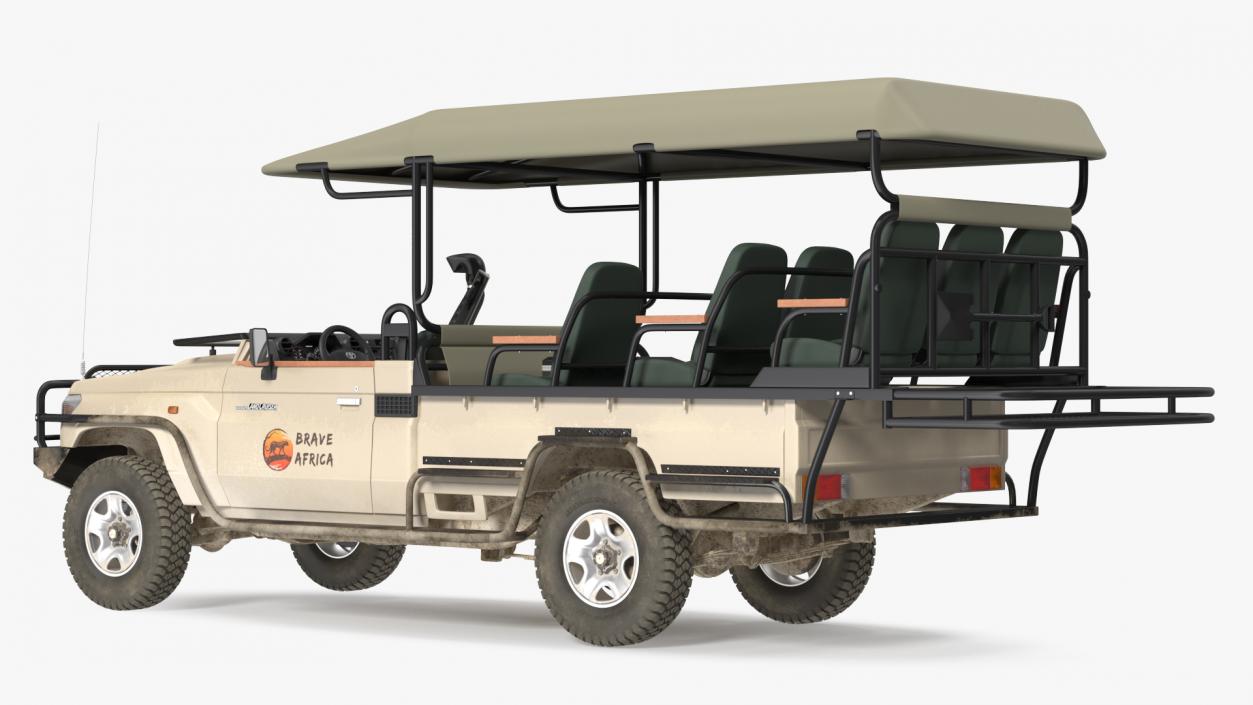 Toyota Land Cruiser Safari Open Sided Beige Dirty 3D model