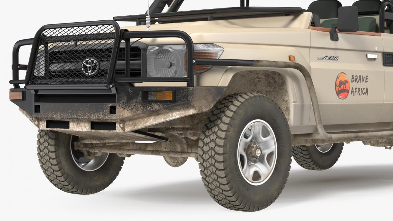 Toyota Land Cruiser Safari Open Sided Beige Dirty 3D model