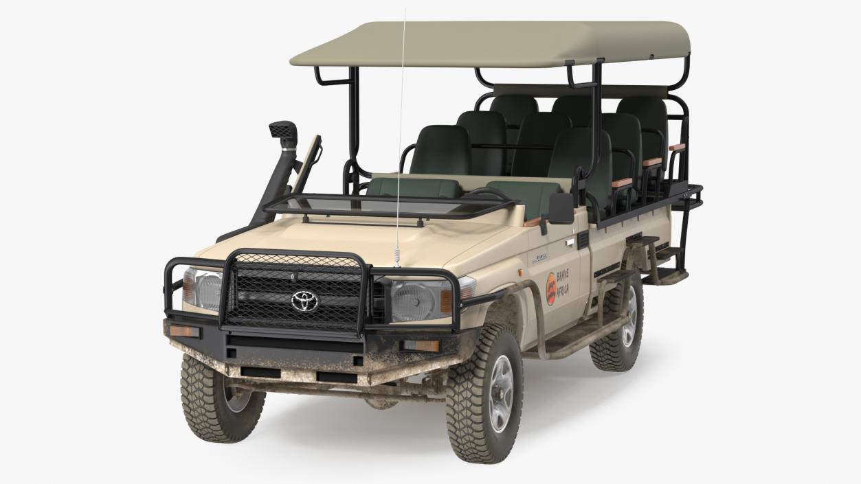 Toyota Land Cruiser Safari Open Sided Beige Dirty 3D model