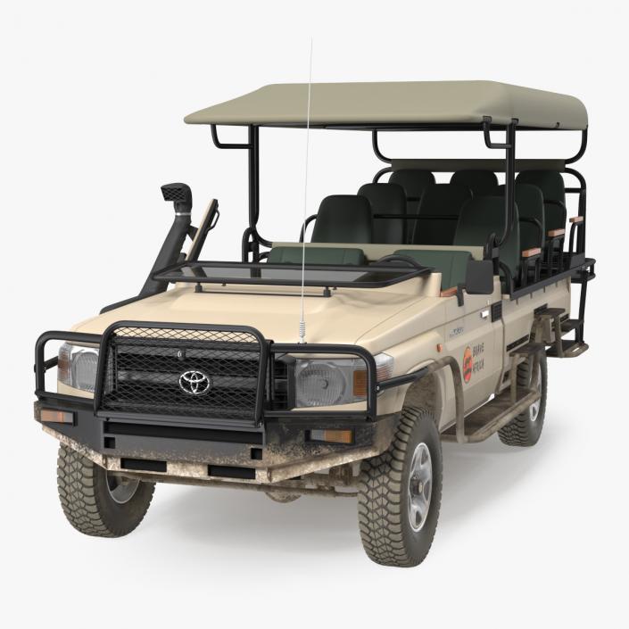 Toyota Land Cruiser Safari Open Sided Beige Dirty 3D model