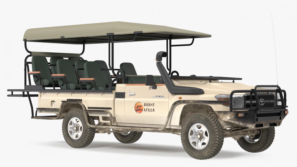 Toyota Land Cruiser Safari Open Sided Beige Dirty 3D model