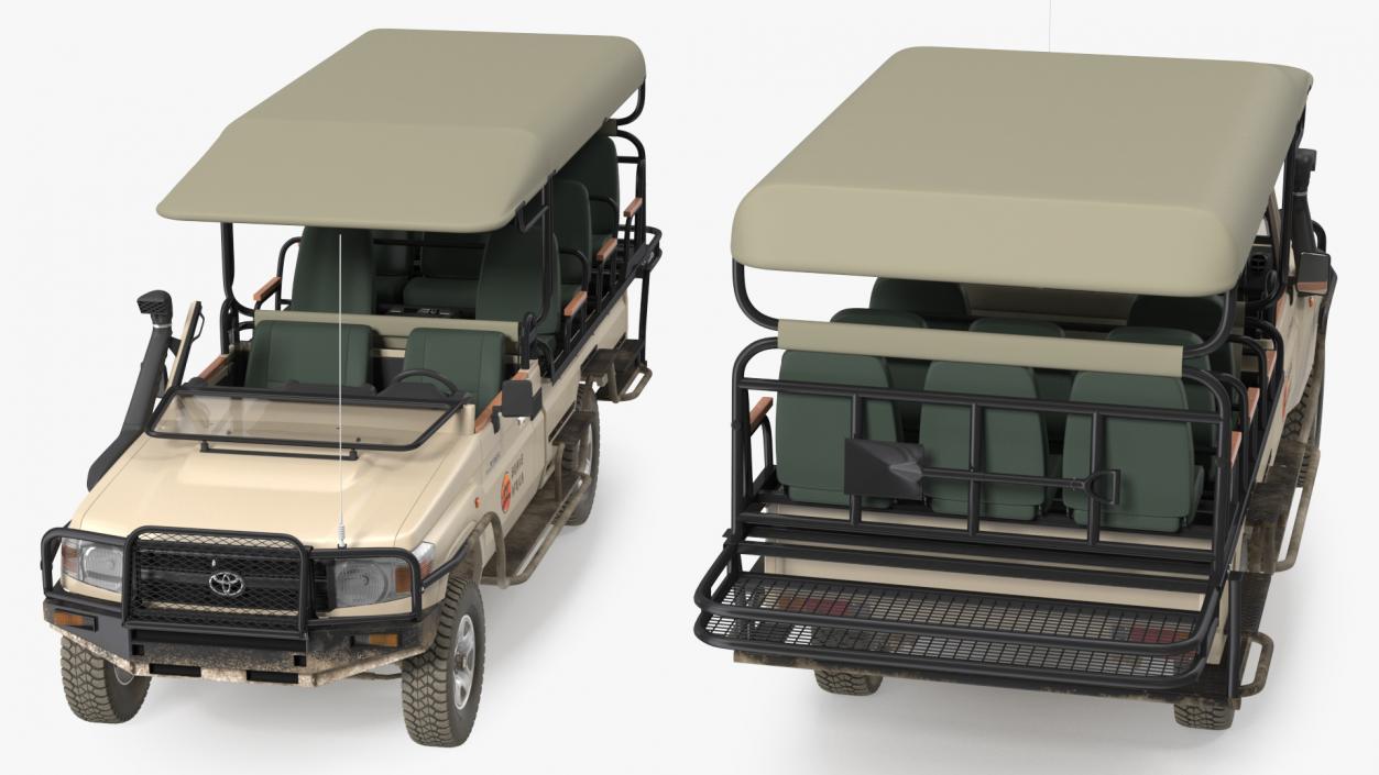 Toyota Land Cruiser Safari Open Sided Beige Dirty 3D model