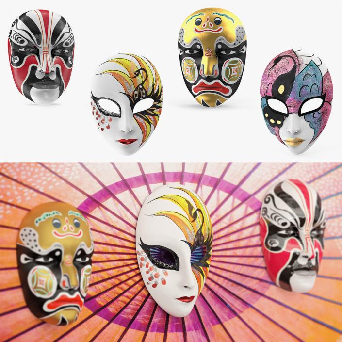 Asian Masks Collection 3D