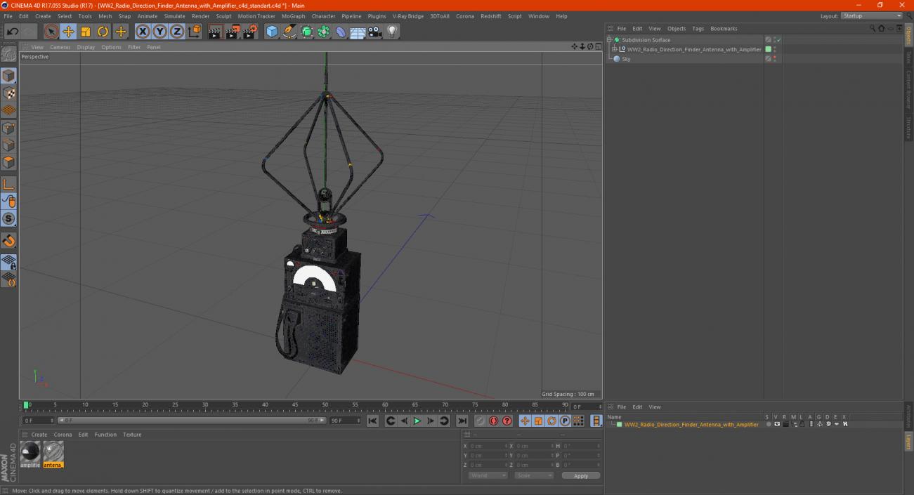 WW2 Radio Direction Finder Antenna with Amplifier 3D model