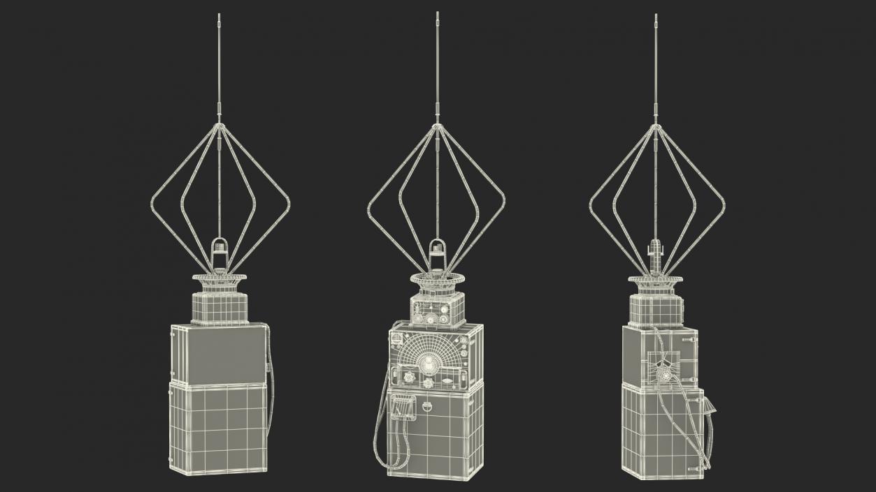 WW2 Radio Direction Finder Antenna with Amplifier 3D model