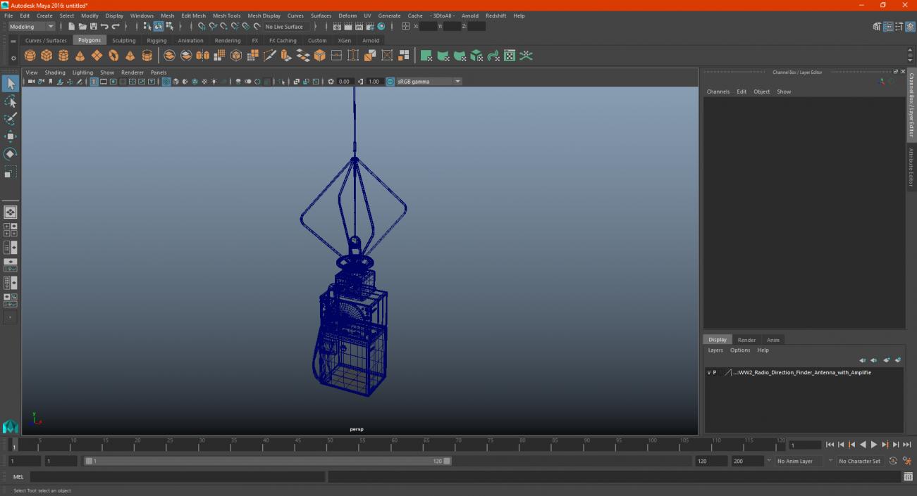 WW2 Radio Direction Finder Antenna with Amplifier 3D model