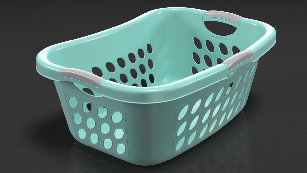 3D Plastic Laundry Basket Large Blue model