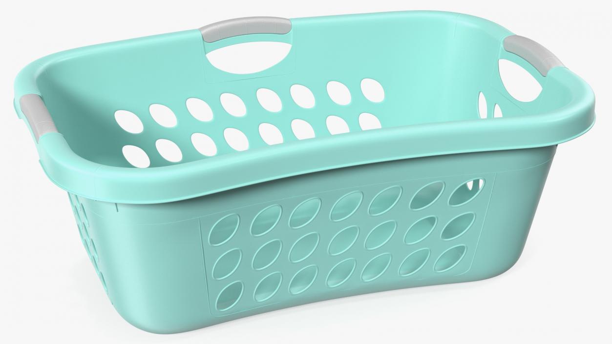 3D Plastic Laundry Basket Large Blue model