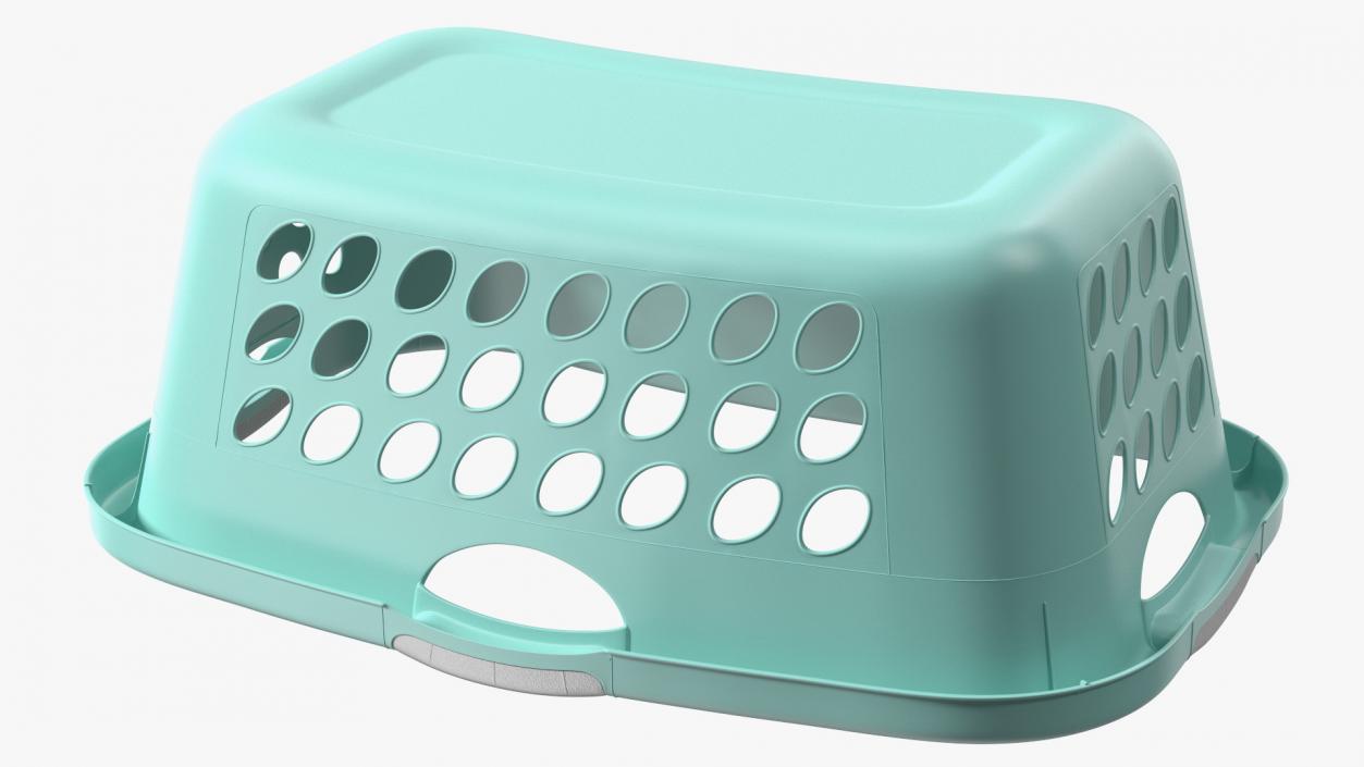 3D Plastic Laundry Basket Large Blue model