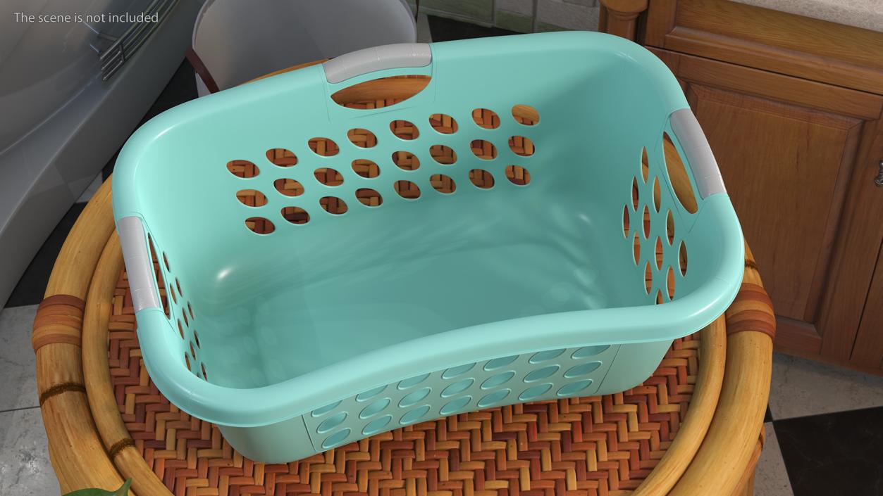 3D Plastic Laundry Basket Large Blue model