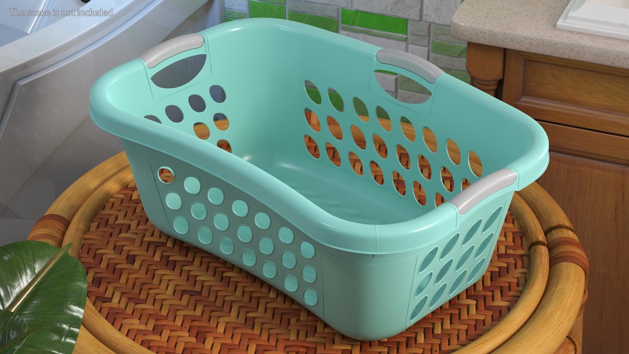 3D Plastic Laundry Basket Large Blue model