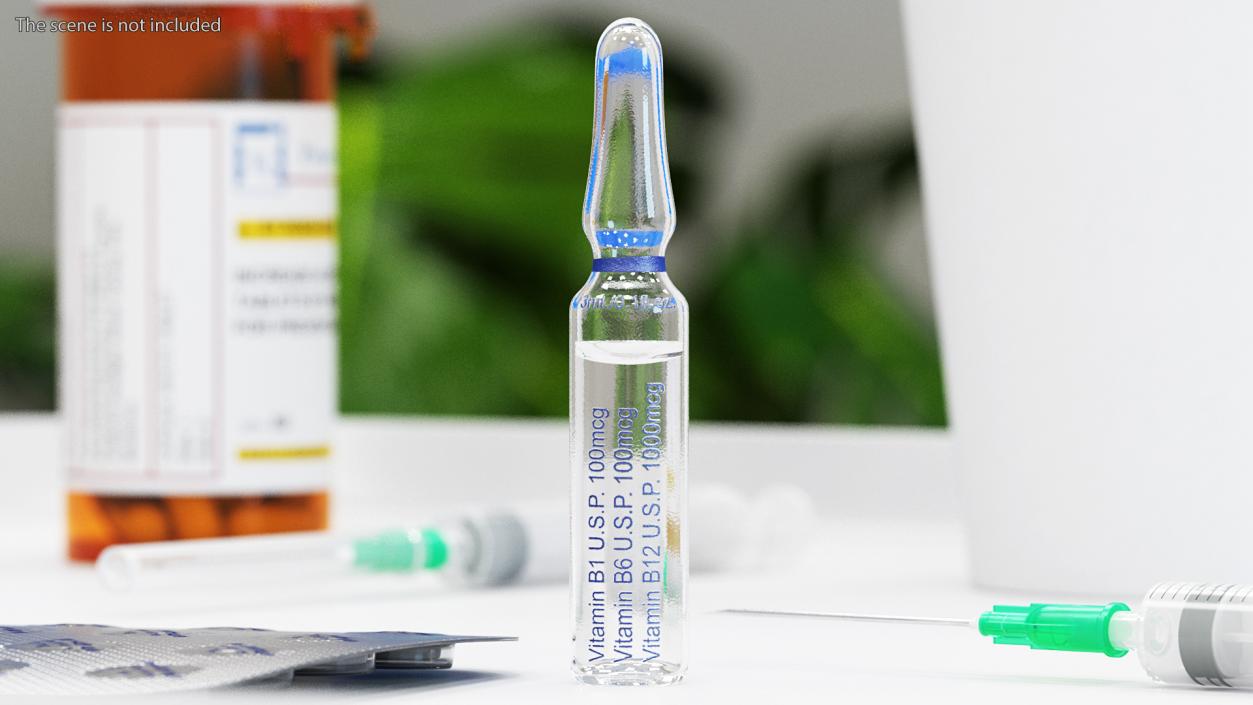 Vitamin B Complex Injection 3ml Ampoule 3D model