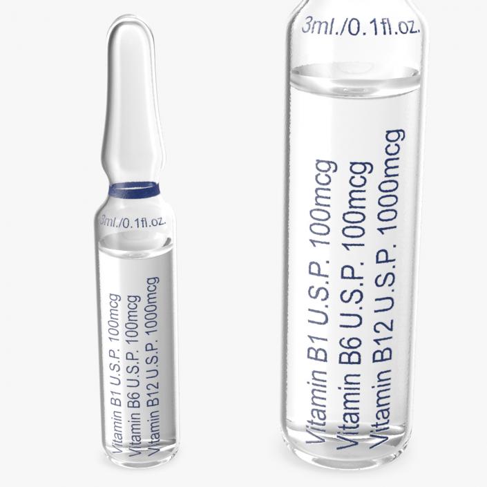 Vitamin B Complex Injection 3ml Ampoule 3D model