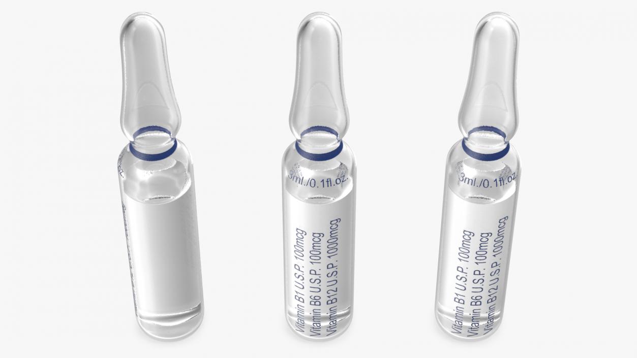 Vitamin B Complex Injection 3ml Ampoule 3D model