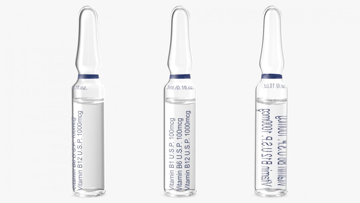 Vitamin B Complex Injection 3ml Ampoule 3D model