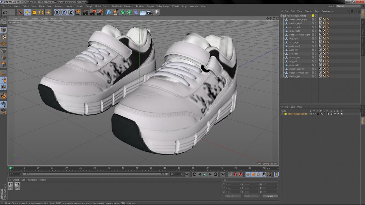 3D Roller Shoes White model