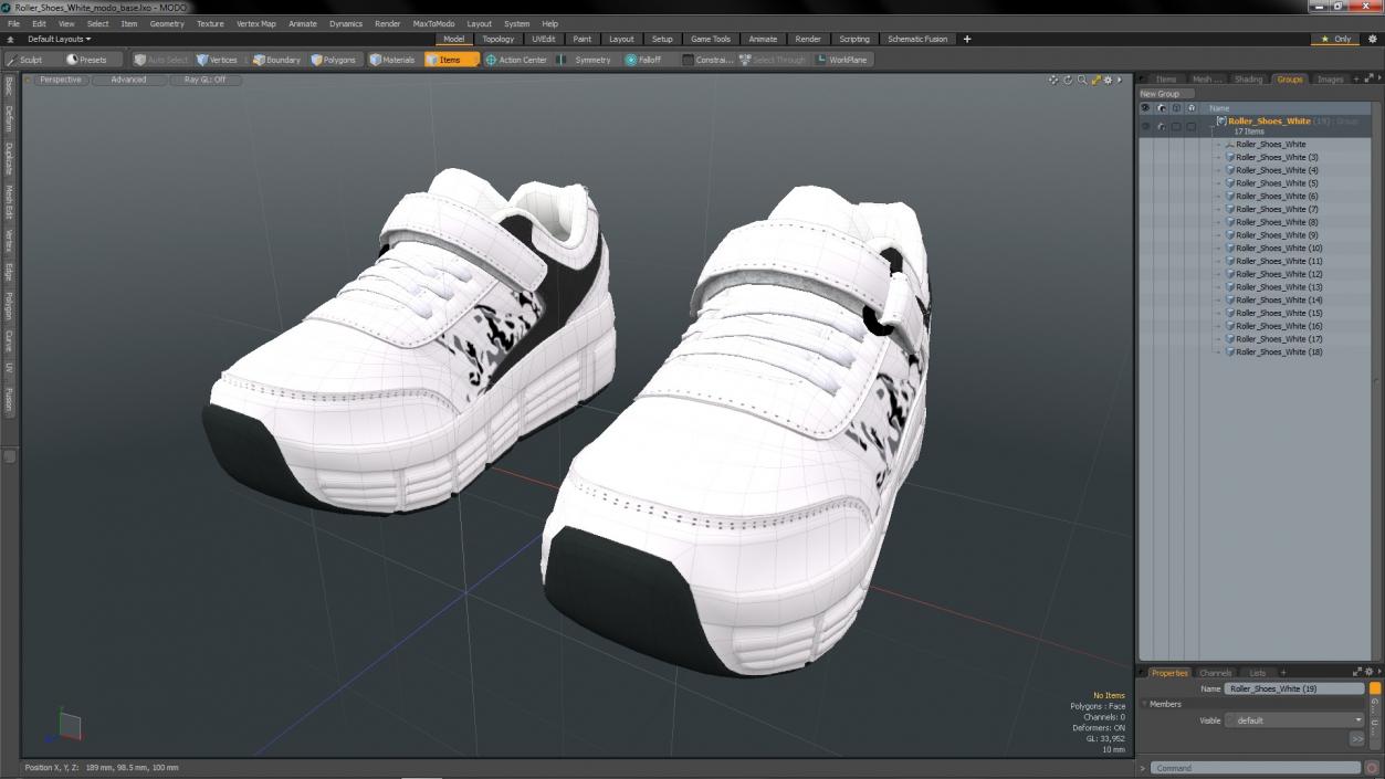 3D Roller Shoes White model