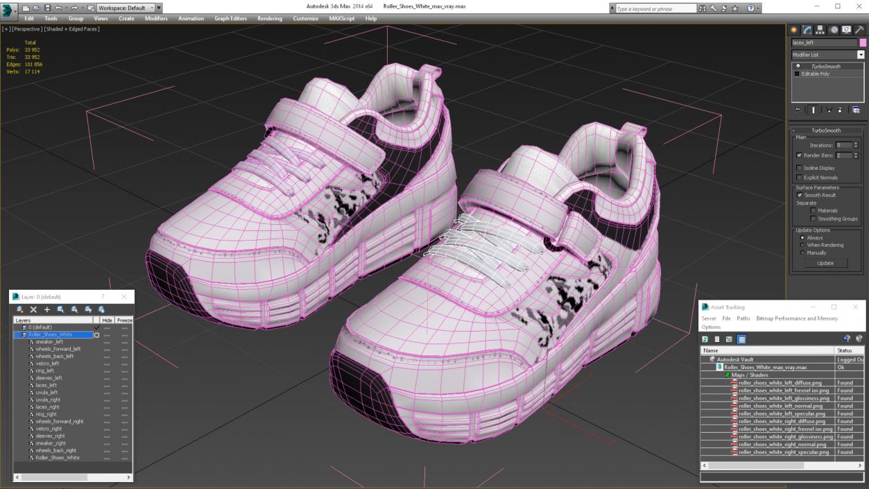 3D Roller Shoes White model