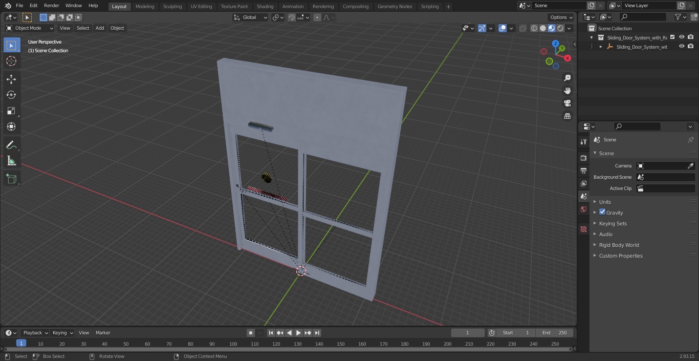 Sliding Door System with Robust Aluminium Framing 3D model