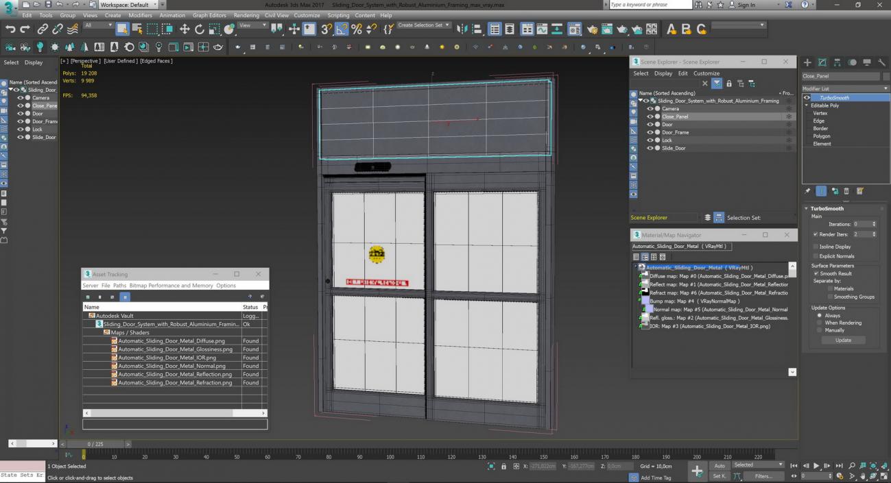 Sliding Door System with Robust Aluminium Framing 3D model