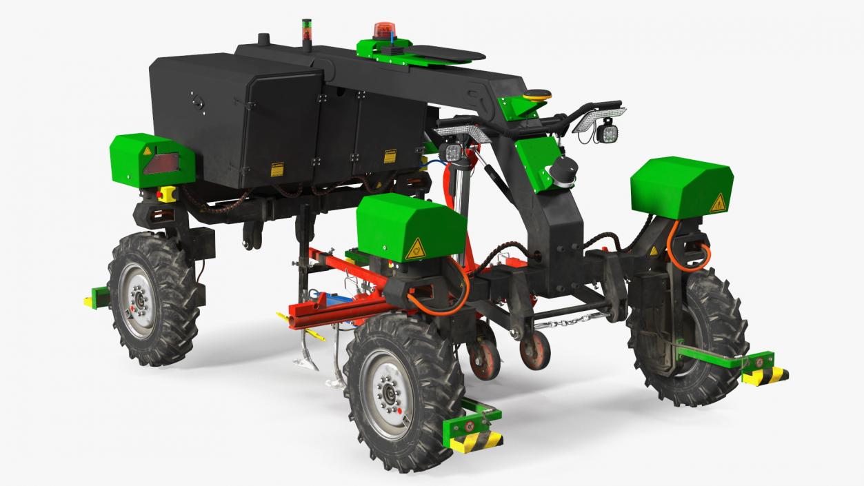 Dusty Autonomous Farm Robot Rigged 3D model