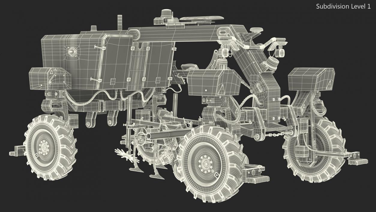 Dusty Autonomous Farm Robot Rigged 3D model