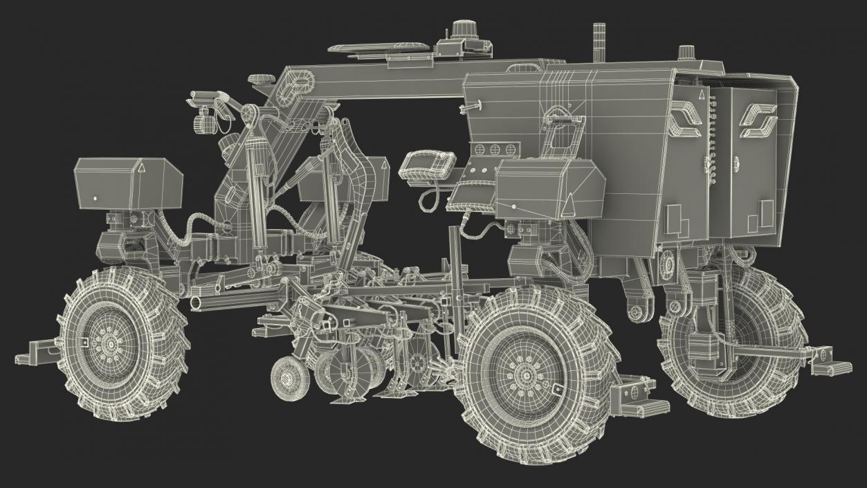 Dusty Autonomous Farm Robot Rigged 3D model