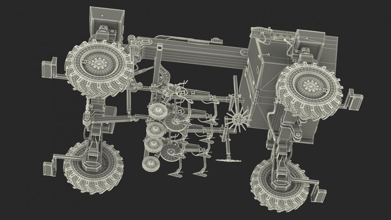 Dusty Autonomous Farm Robot Rigged 3D model