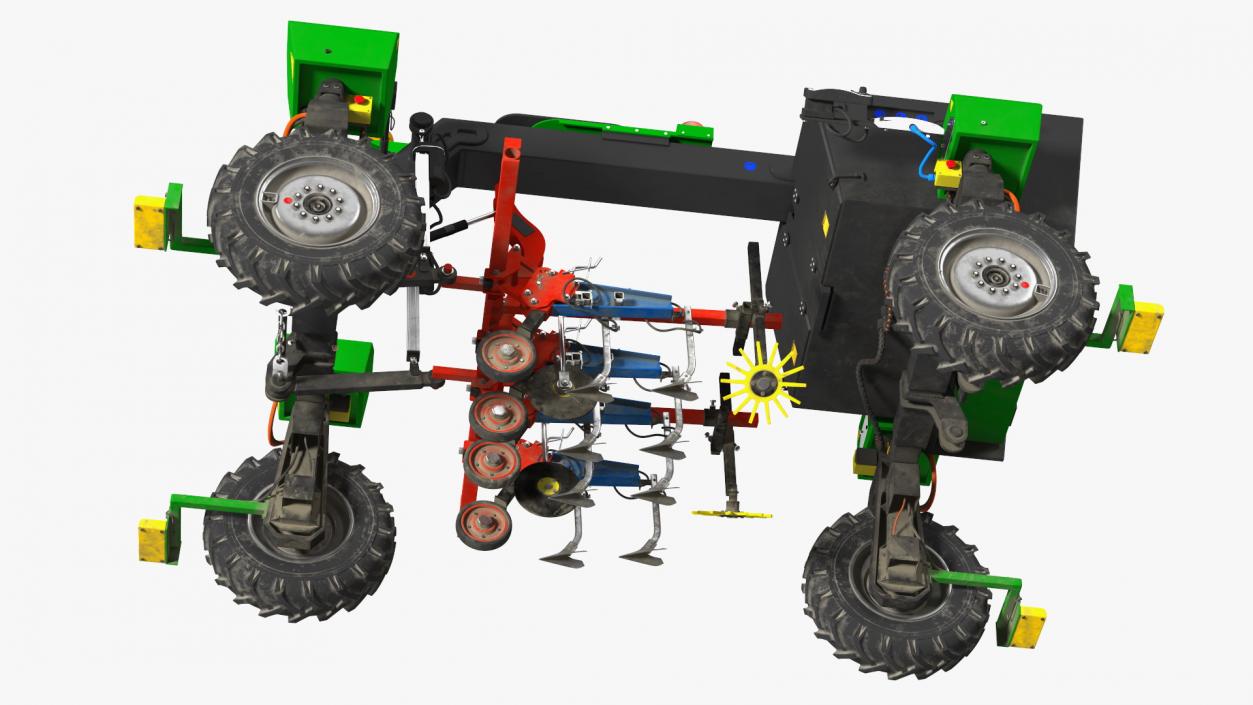 Dusty Autonomous Farm Robot Rigged 3D model