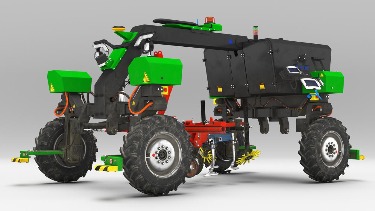 Dusty Autonomous Farm Robot Rigged 3D model