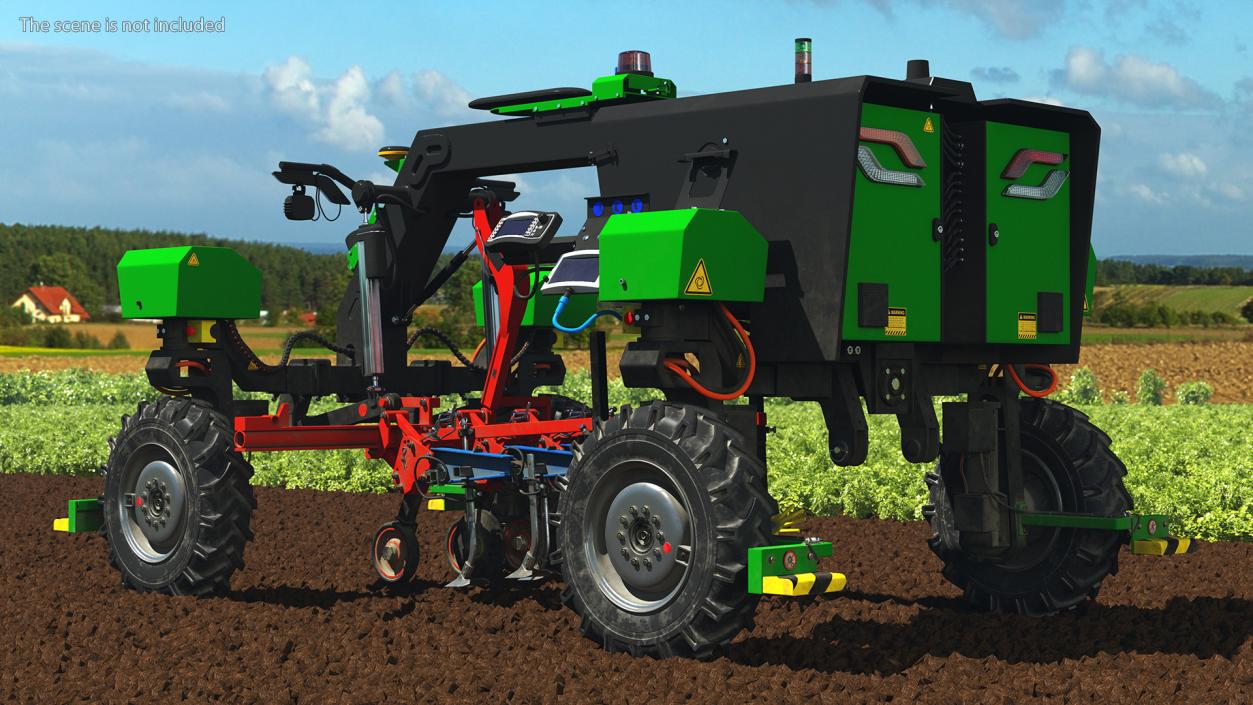 Dusty Autonomous Farm Robot Rigged 3D model