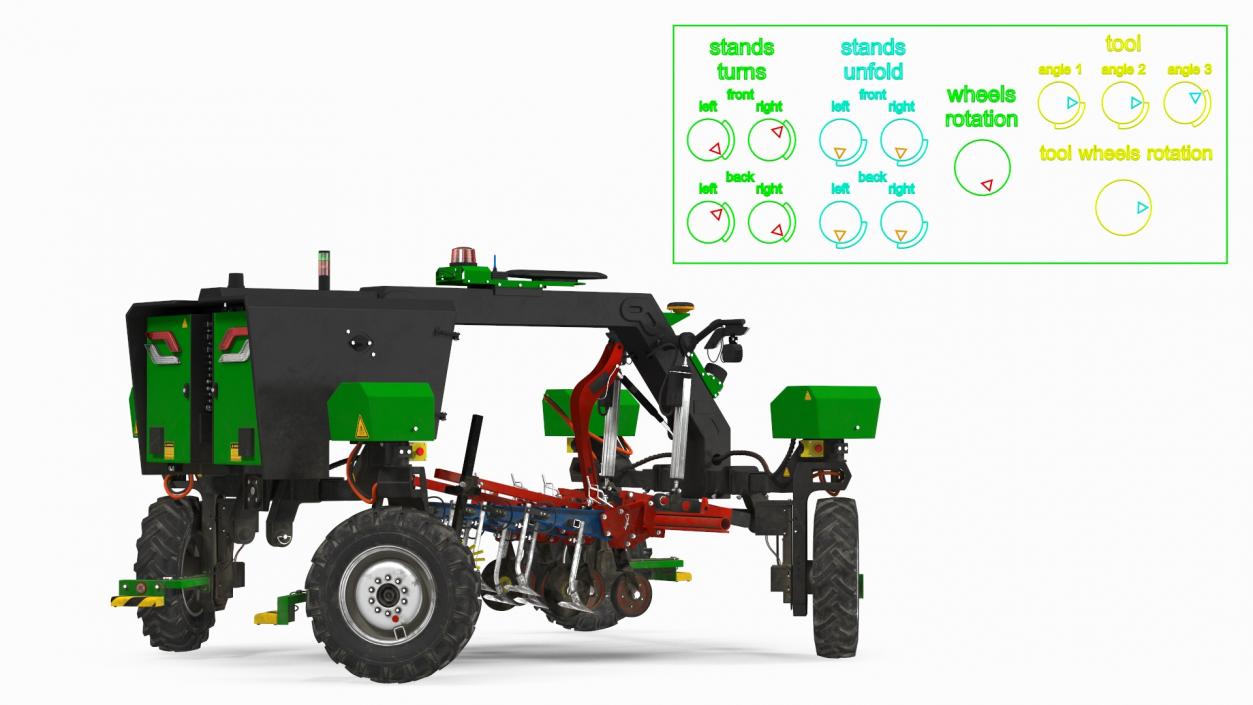 Dusty Autonomous Farm Robot Rigged 3D model