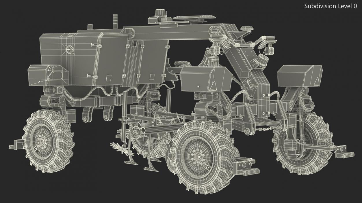 Dusty Autonomous Farm Robot Rigged 3D model