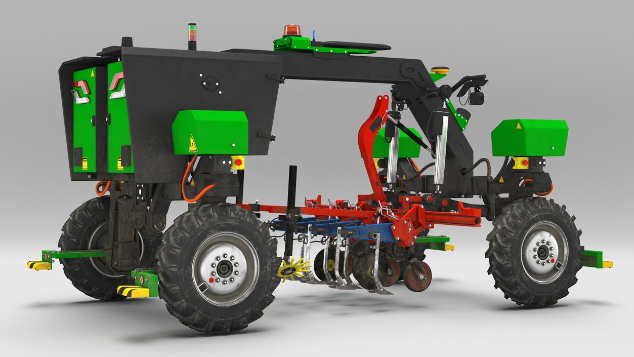 Dusty Autonomous Farm Robot Rigged 3D model