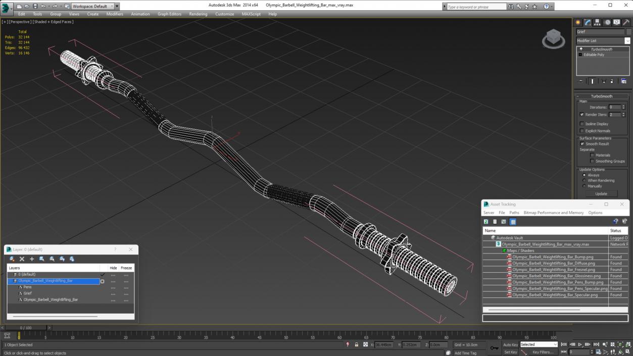 3D Olympic Barbell Weightlifting Bar model